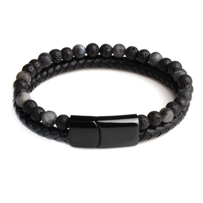 Men Jewelry Natural Stone Genuine Leather Bracelet