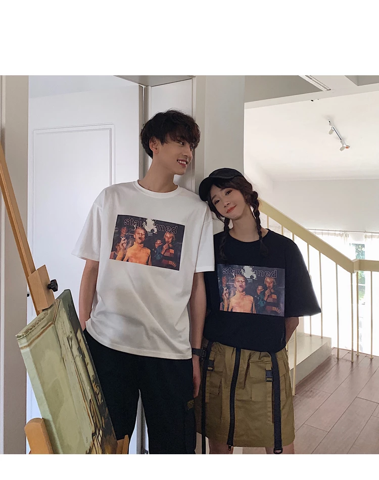 Retro Print O- Neck Short Sleeve T-shirt