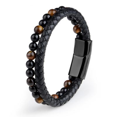 Men Jewelry Natural Stone Genuine Leather Bracelet