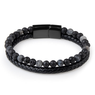Men Jewelry Natural Stone Genuine Leather Bracelet
