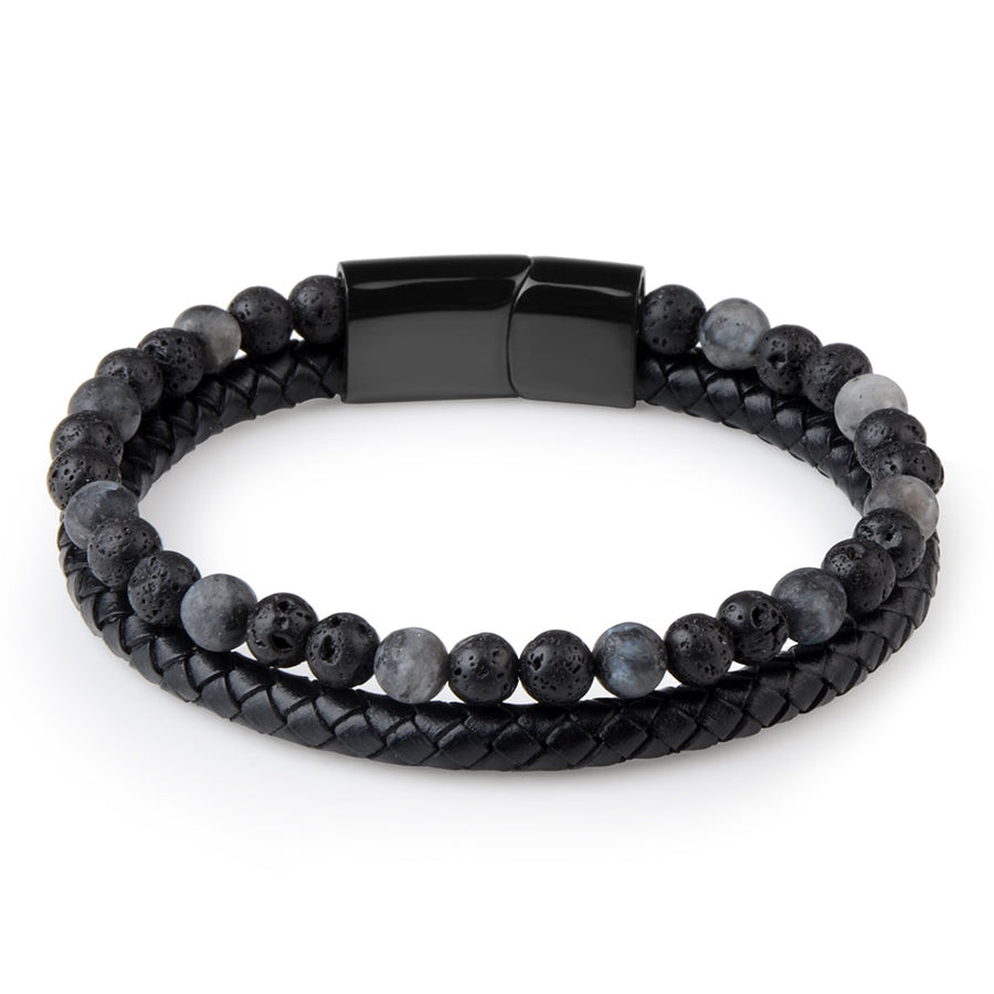 Men Jewelry Natural Stone Genuine Leather Bracelet