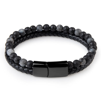 Men Jewelry Natural Stone Genuine Leather Bracelet