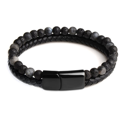 Men Jewelry Natural Stone Genuine Leather Bracelet