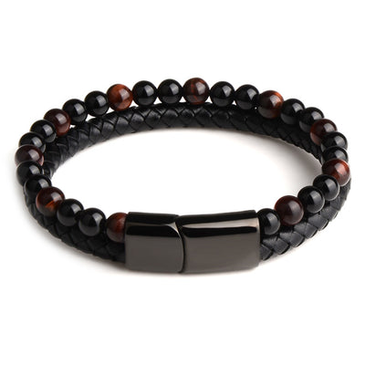 Men Jewelry Natural Stone Genuine Leather Bracelet